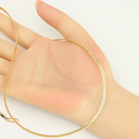 Elegant Rose Gold Flat Chain Necklace in High Quality Finish, XPNL0271 - Picture 2 of 11